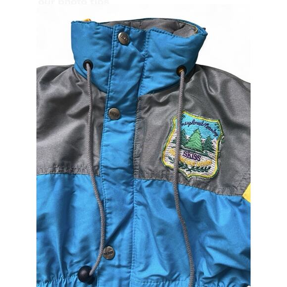 Vintage SKISS 80s 90s Kids Snowsuit 2T 86 Made In France SkiSuit Toddler Blue - Picture 3 of 8